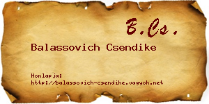 Balassovich Csendike névjegykártya